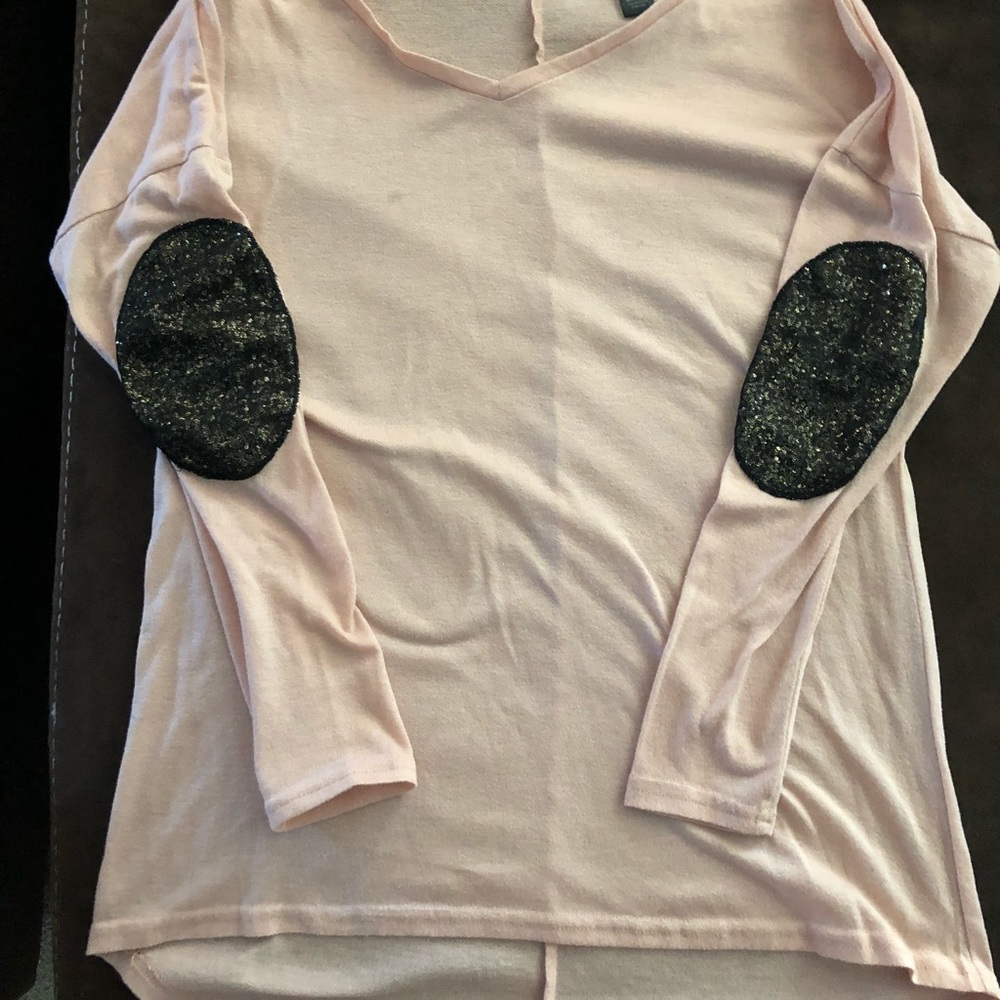 Buckle sequin elbow long sleeve hi low top